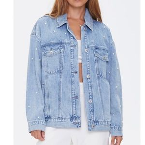 Pearl studded denim jacket
